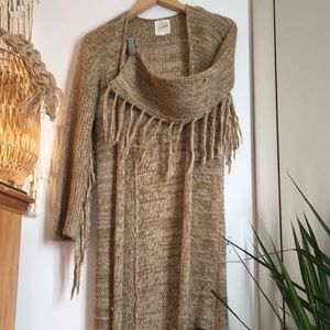 Buckle Boho Maxi-Length Knit Cardigan XS